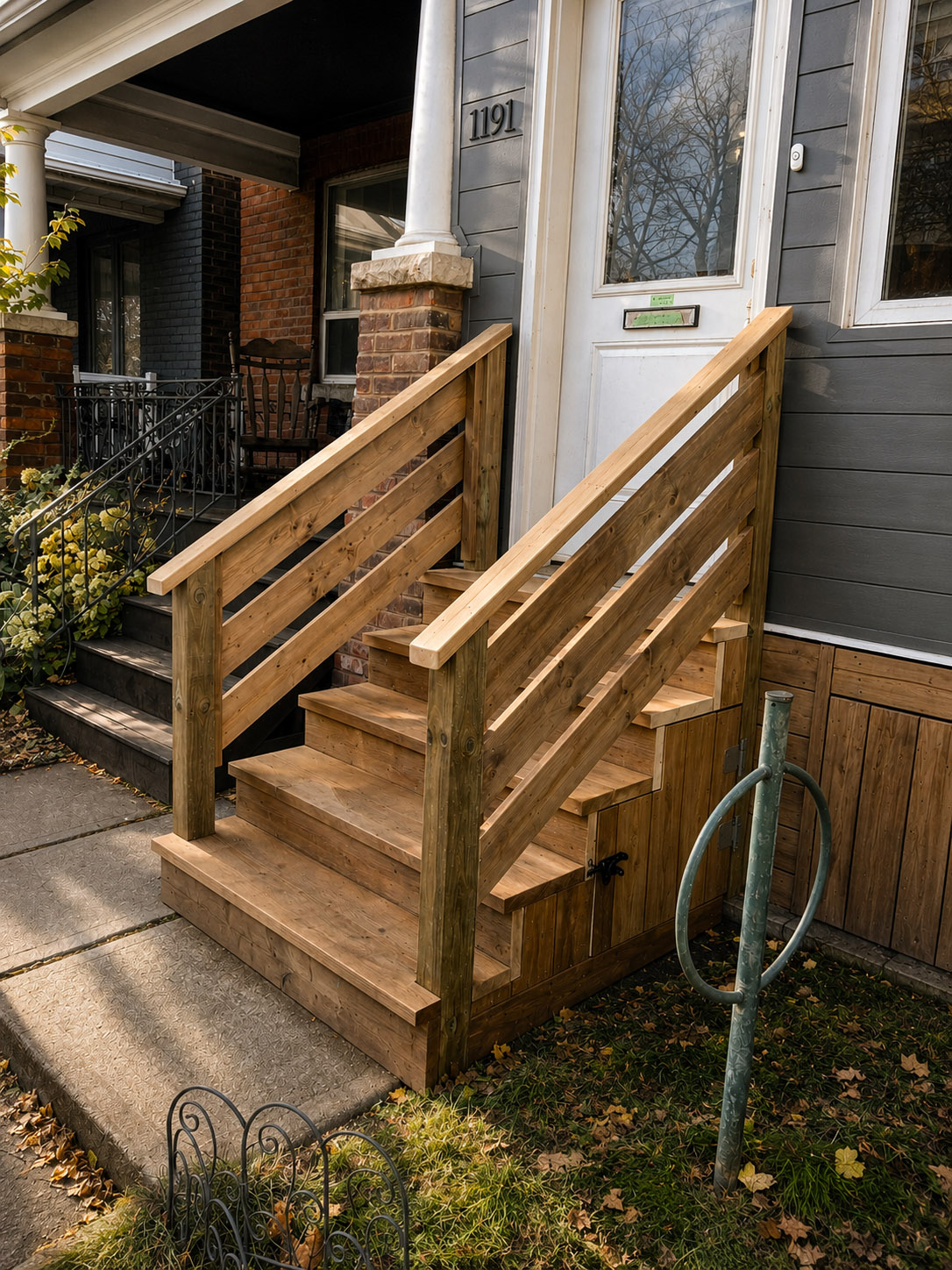 New front entry stairs and railings