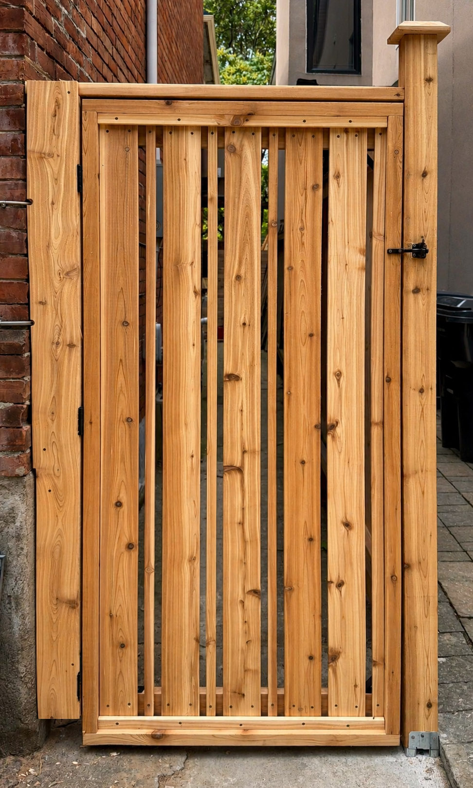 Custom cedar side-yard gate